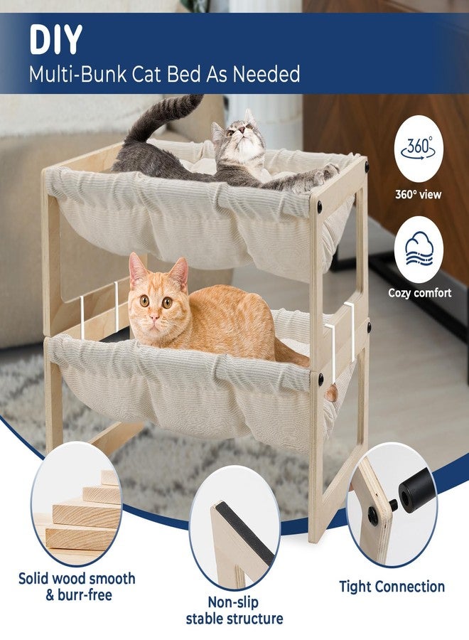 EUIJOIP Cat Bed with Removable Washable Cushion, 9.5" Elevated Wooden Cat Hammock Bed, 360° Visibility Dog/Cat Cot with Cozy Winter Pads for Kitty, Puppy, Rabbit and All Pets - Image 3
